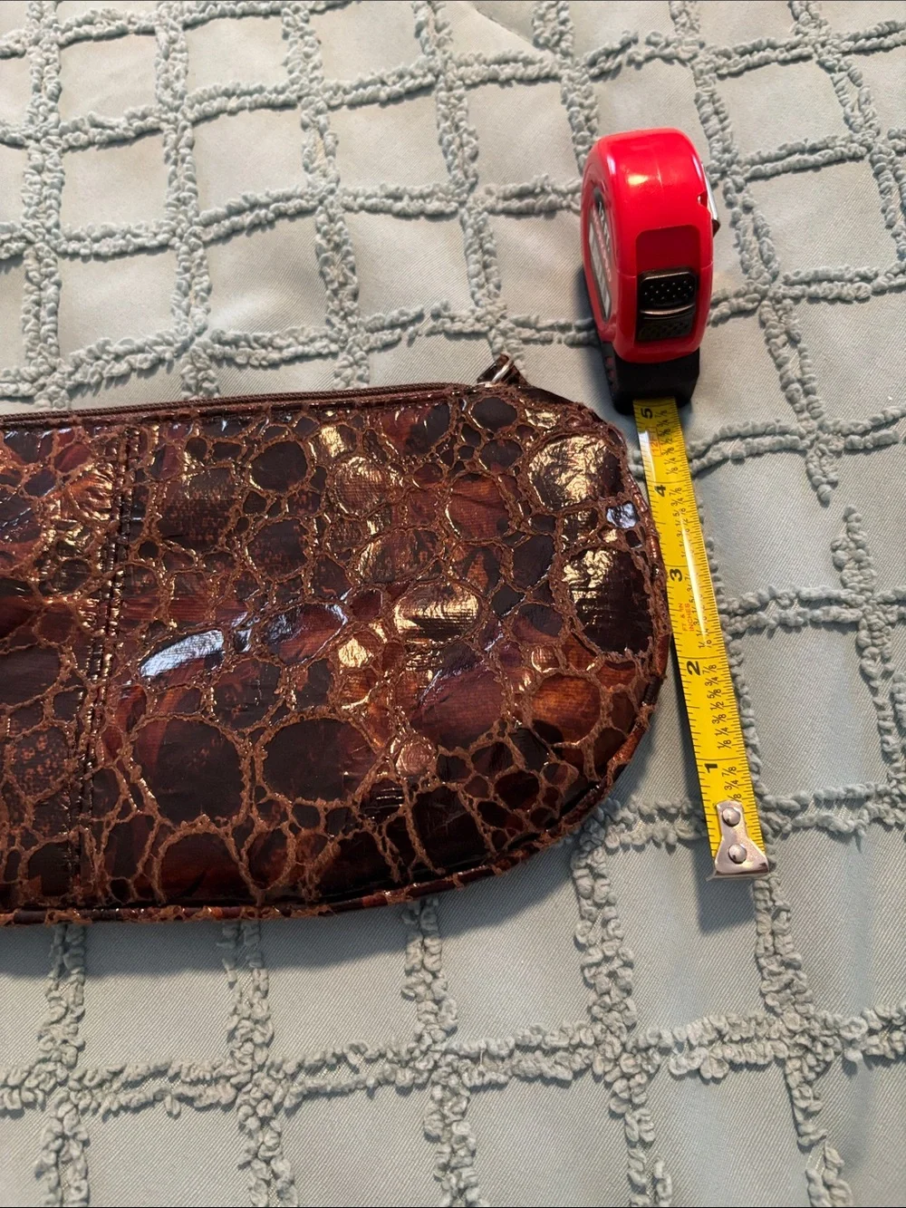 Brown Croc Embossed bracelet clutch/wristlet